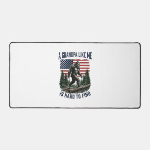Bigfoot Grandpa Vintage American Flag Shirt Design Desk Mat
