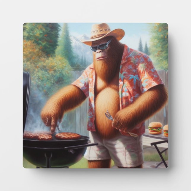 Bigfoot Grilling Burgers Plaque (Front)