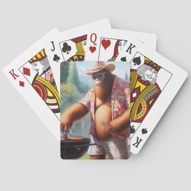 Bigfoot Grilling Burgers Playing Cards (Back)