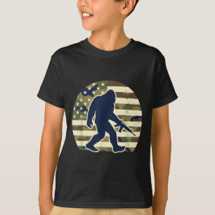 Bigfoot gun owner camo us american flag sasquatch T-Shirt