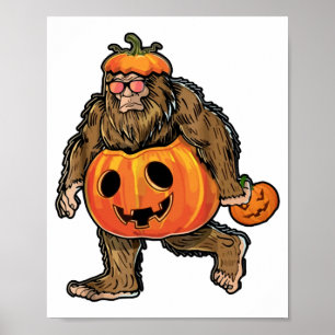 Bigfoot Halloween Pumpkin halloween Poster