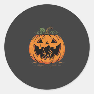 Bigfoot Halloween Pumpkin Silhouette Design_1 Classic Round Sticker