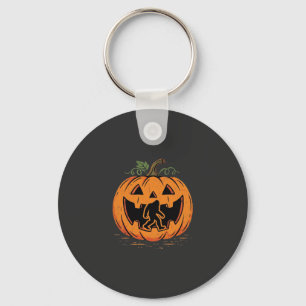 Bigfoot Halloween Pumpkin Silhouette Design_1 Keychain