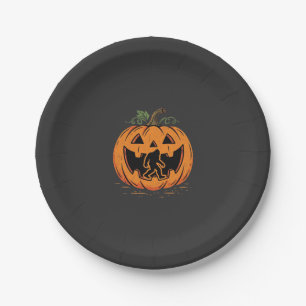 Bigfoot Halloween Pumpkin Silhouette Design_1 Paper Plate
