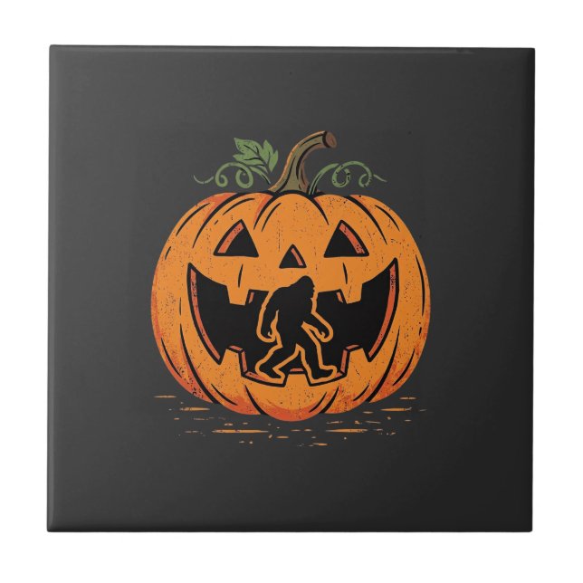 Bigfoot Halloween Pumpkin Silhouette Design_1 Tile (Front)