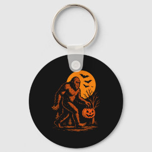 Bigfoot Halloween Sasquatch Jack O Lantern  Keychain