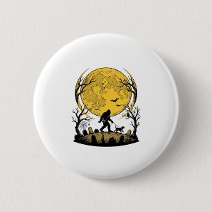 Bigfoot Halloween Shirt Full Moon Dog Walk_1 2 Inch Round Button