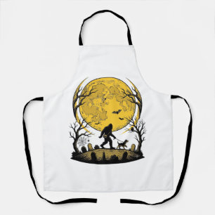 Bigfoot Halloween Shirt Full Moon Dog Walk_1 Apron