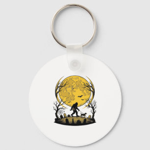 Bigfoot Halloween Shirt Full Moon Dog Walk_1 Keychain