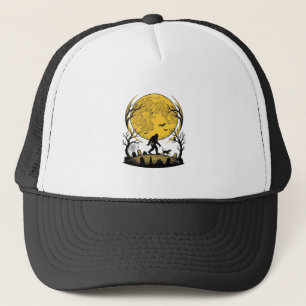 Bigfoot Halloween Shirt Full Moon Dog Walk_1 Trucker Hat