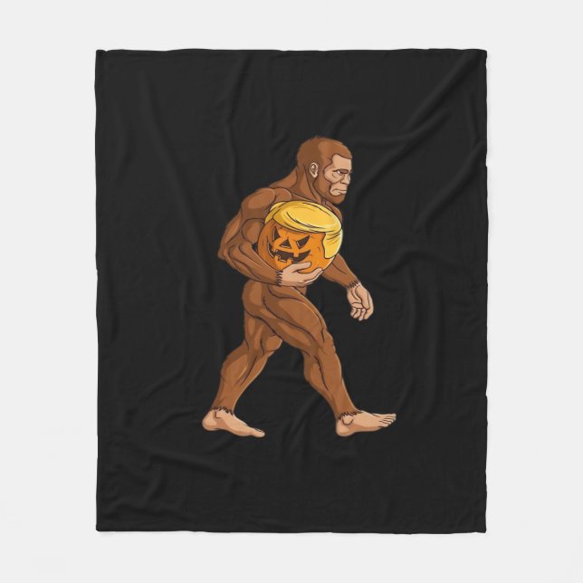 Bigfoot Halloween Trumpkin Pumpkin Classic Fleece Blanket (Front)