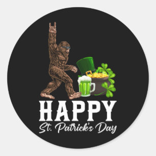Bigfoot Happy St Patricks Day Shirt Funny Green Sa Classic Round Sticker