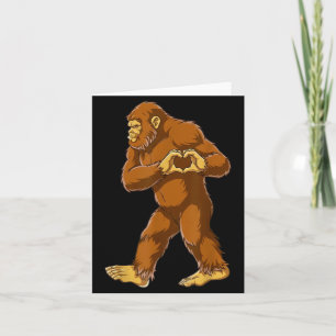 Bigfoot Heart Hands Funny Sasquatch Lover Valentin Card