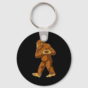 Bigfoot Heart Hands Funny Sasquatch Lover Valentin Keychain