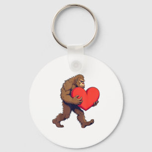 Bigfoot Heart Happy Valentines Day Love Sasquatch Keychain
