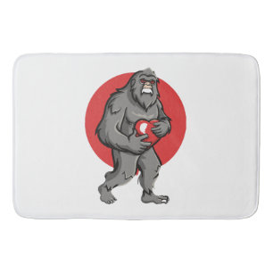 bigfoot heart valentines day bath mat