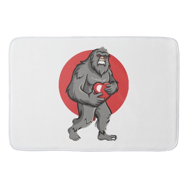 bigfoot heart valentines day bath mat (Front)