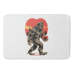 bigfoot heart valentines day bath mat