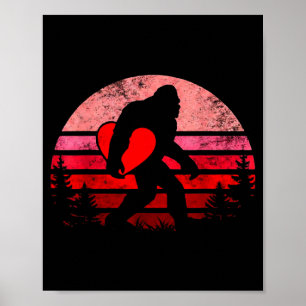 Bigfoot Heart Valentine's Day Boys Girls Kids Love Poster
