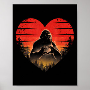 Bigfoot Heart Valentines Day Boys Girls Kids Love  Poster