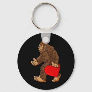 Bigfoot Heart Valentine's Day Boys Girls Kids Sasq Keychain
