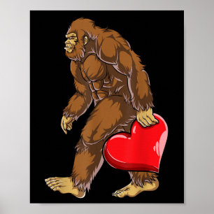 Bigfoot Heart Valentines Day Boys Men Love Sasquat Poster