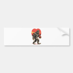 bigfoot heart valentines day bumper sticker