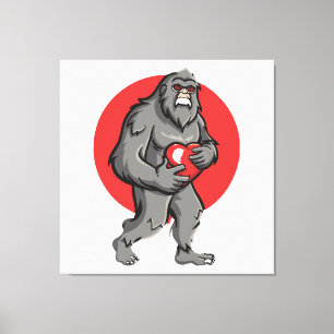 bigfoot heart valentines day canvas print