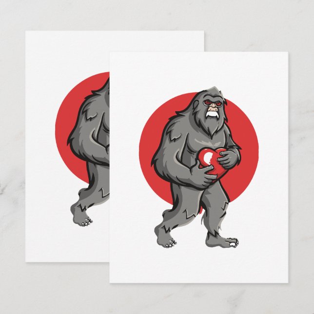 bigfoot heart valentines day card (Front/Back)
