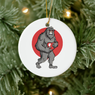bigfoot heart valentines day ceramic ornament