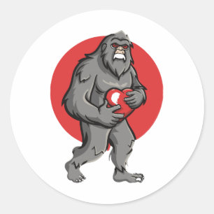 bigfoot heart valentines day classic round sticker