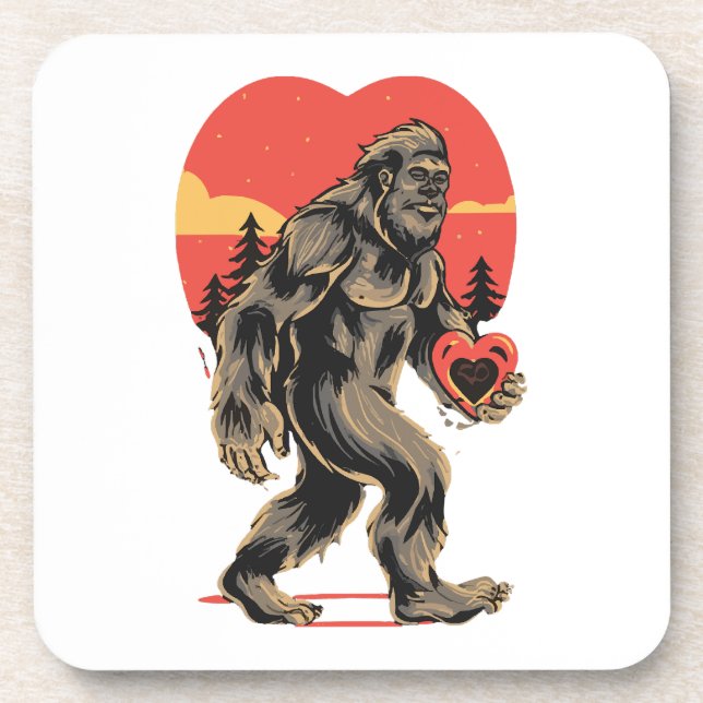 bigfoot heart valentines day coaster (Front)