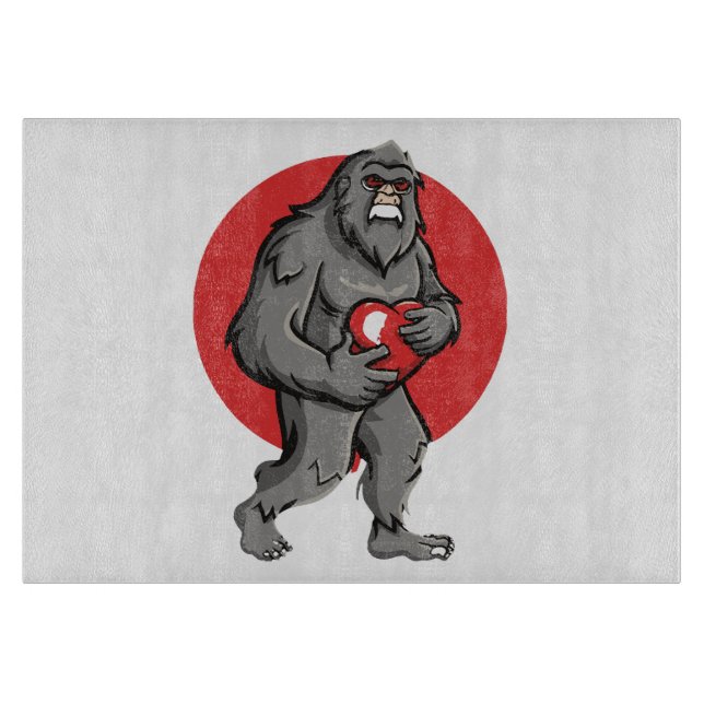 bigfoot heart valentines day cutting board (Front)