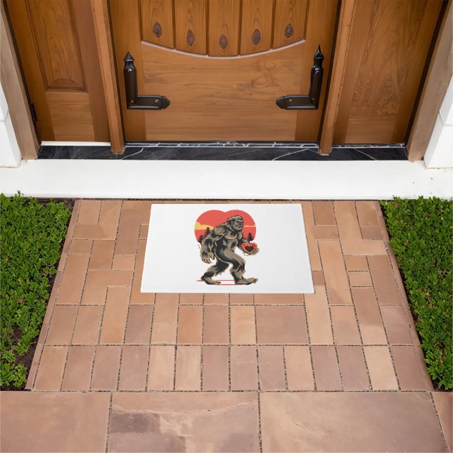 bigfoot heart valentines day doormat (Outdoor)