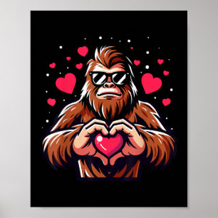 Bigfoot Heart Valentines Day Funny Sasquatch Boys Poster