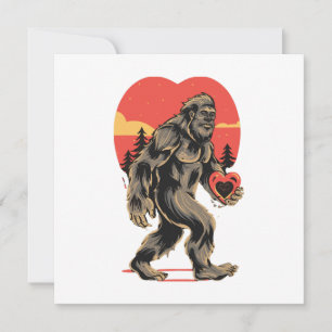 bigfoot heart valentines day invitation