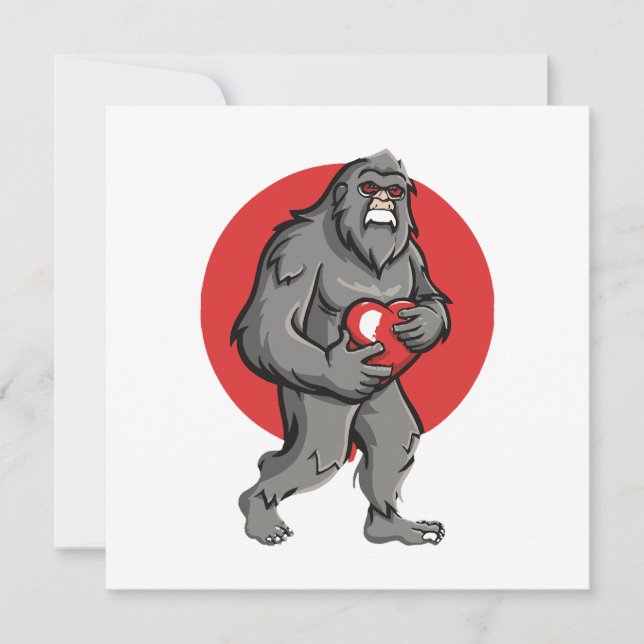 bigfoot heart valentines day invitation (Front)