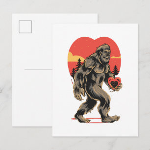 bigfoot heart valentines day invitation postcard