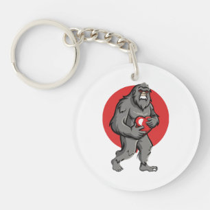 bigfoot heart valentines day keychain