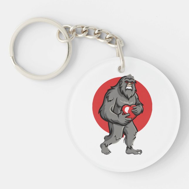 bigfoot heart valentines day keychain (Front)