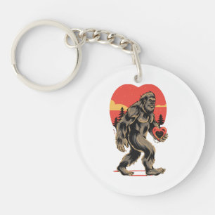 bigfoot heart valentines day keychain