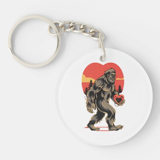 bigfoot heart valentines day keychain (Front)