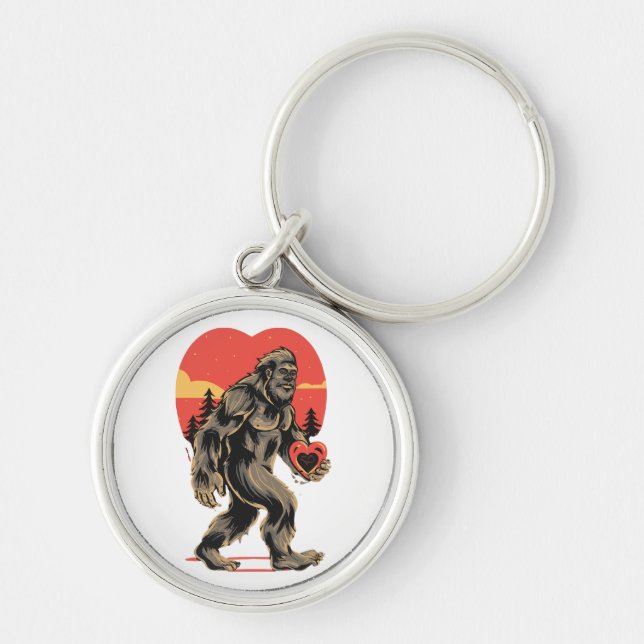 bigfoot heart valentines day keychain (Front)