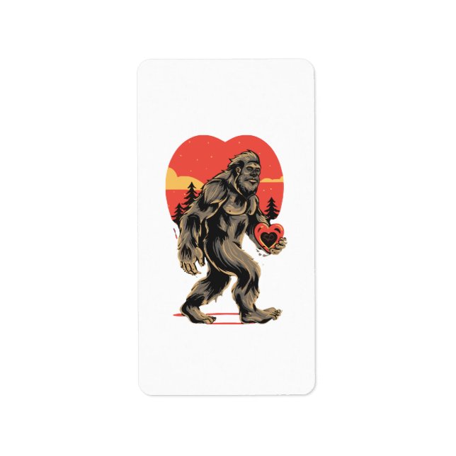 bigfoot heart valentines day label (Front)