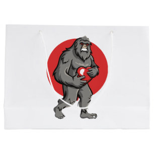 bigfoot heart valentines day large gift bag