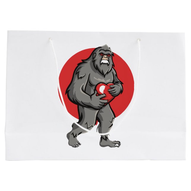 bigfoot heart valentines day large gift bag (Back)