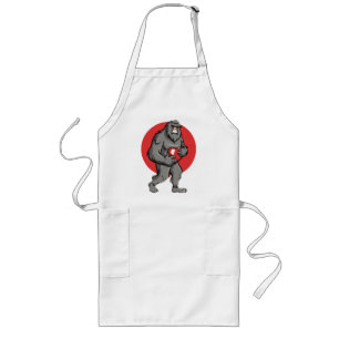 bigfoot heart valentines day long apron