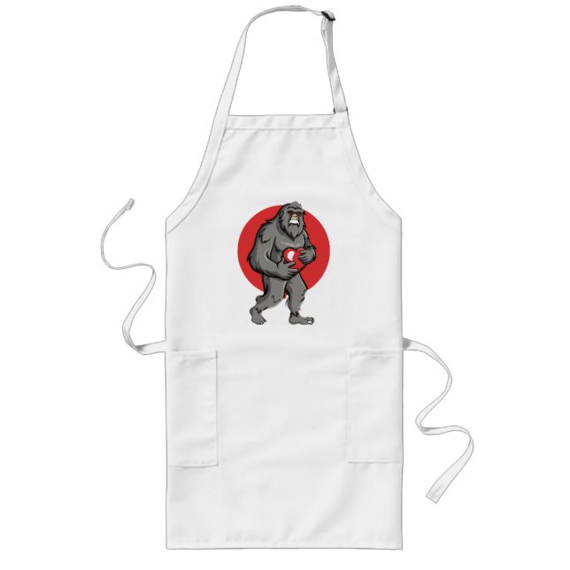 bigfoot heart valentines day long apron (Front)
