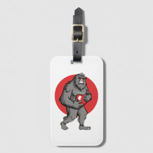bigfoot heart valentines day luggage tag