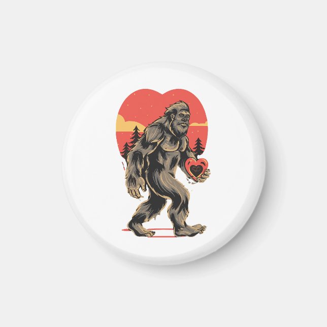 bigfoot heart valentines day magnet (Front)